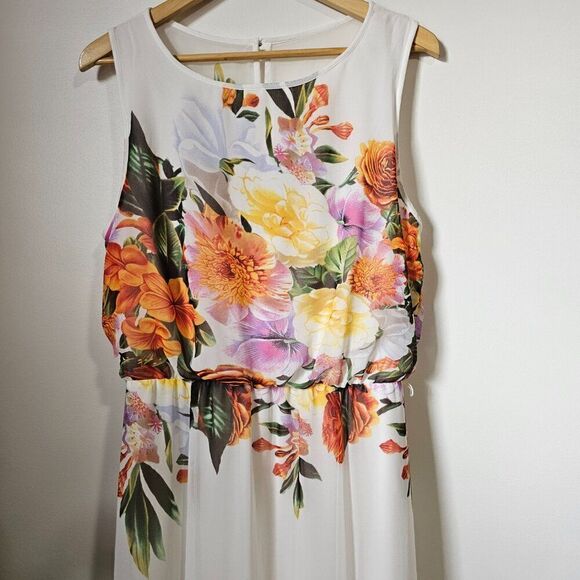 EUC LIKE NEW BISOU BISOU MICHELE BOHBOT FLORAL SLEEVELESS MAXI DRESS SIZE 10 / M - Picture 10 of 14